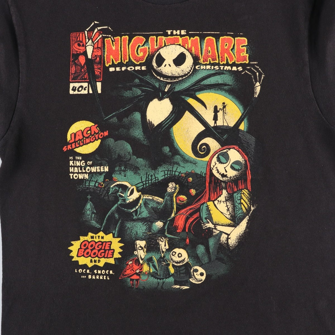 THE NIGHTMARE BEFORE CHRISTMAS Character Print T-Shirt (Men's Size M) unclear black type Vintage Second Hand