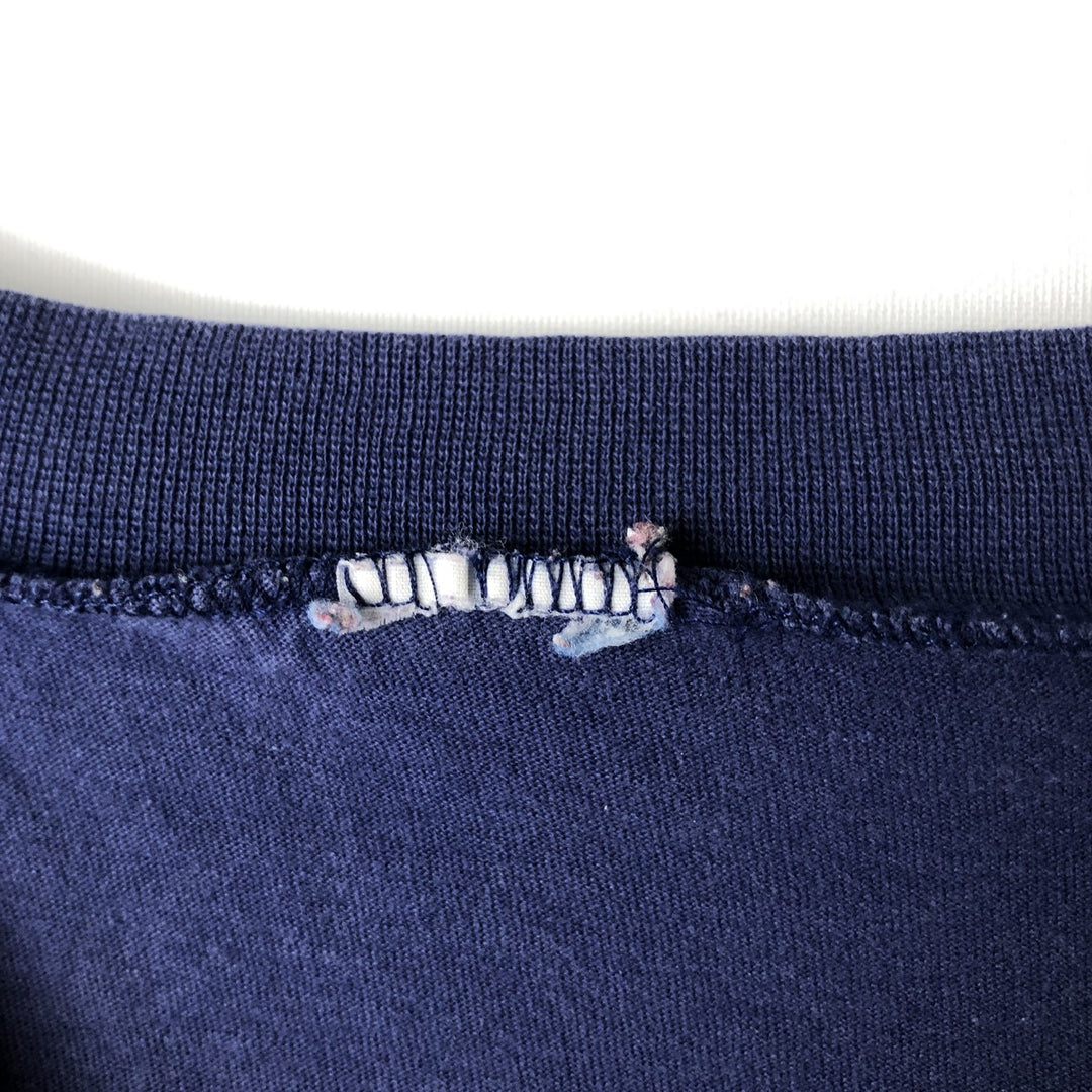 SNOOPY V-neck character print T-shirt (Men's size L) unclear navy blue type Vintage Second Hand