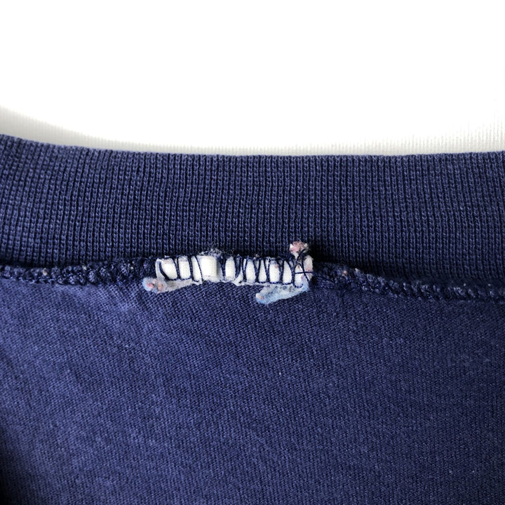 SNOOPY V-neck character print T-shirt (Men's size L) unclear navy blue type Vintage Second Hand