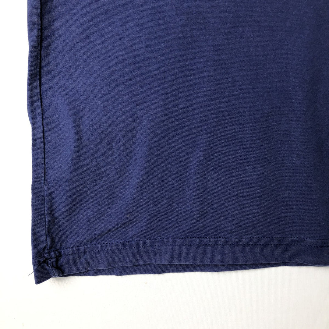 SNOOPY V-neck character print T-shirt (Men's size L) unclear navy blue type Vintage Second Hand