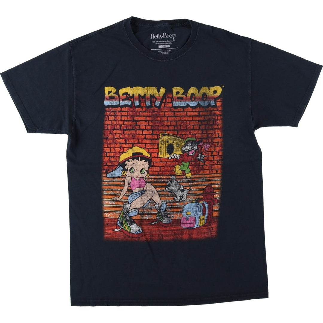 BETTY BOOP Betty Boop character print T-shirt, men's size M cotton black type Vintage Second Hand