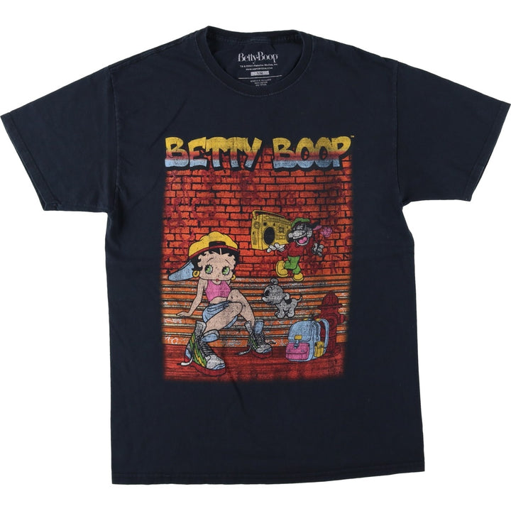 BETTY BOOP Betty Boop character print T-shirt, men's size M cotton black type Vintage Second Hand