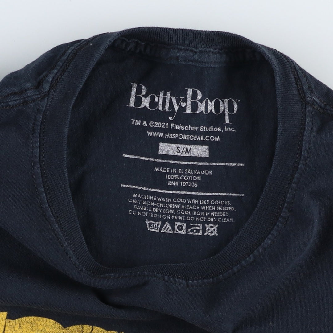 BETTY BOOP Betty Boop character print T-shirt, men's size M cotton black type Vintage Second Hand