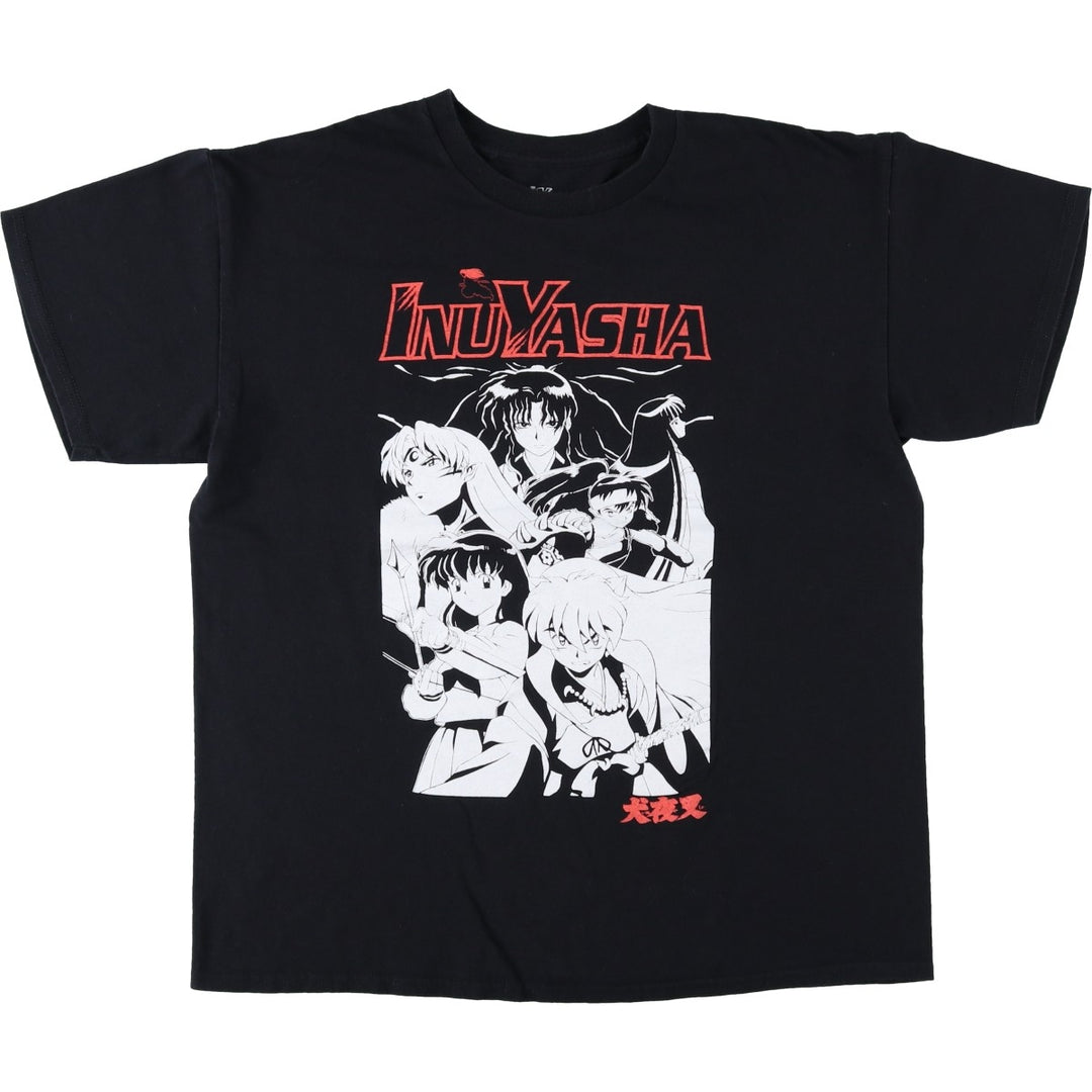 2000'S Inuyasha character print T-shirt, men's size L (approx.) cotton black type Vintage Second Hand