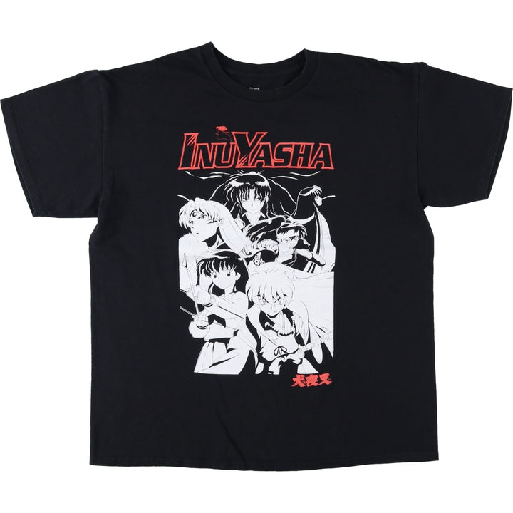 2000'S Inuyasha character print T-shirt, men's size L (approx.) cotton black type Vintage Second Hand