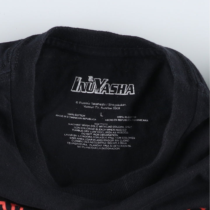 2000'S Inuyasha character print T-shirt, men's size L (approx.) cotton black type Vintage Second Hand