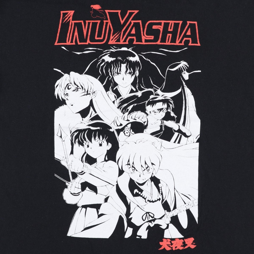 2000'S Inuyasha character print T-shirt, men's size L (approx.) cotton black type Vintage Second Hand