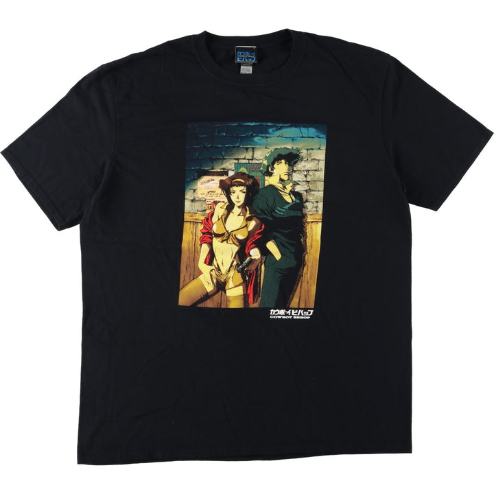 Gildan Cowboy Bebop Anime Character Print T-Shirt (Men's XL equivalent) cotton black type Vintage Second Hand