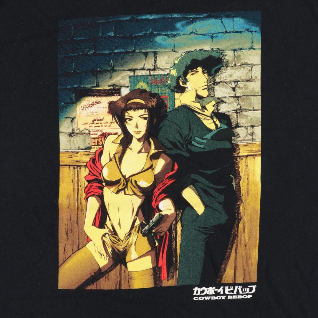 Gildan Cowboy Bebop Anime Character Print T-Shirt (Men's XL equivalent) cotton black type Vintage Second Hand