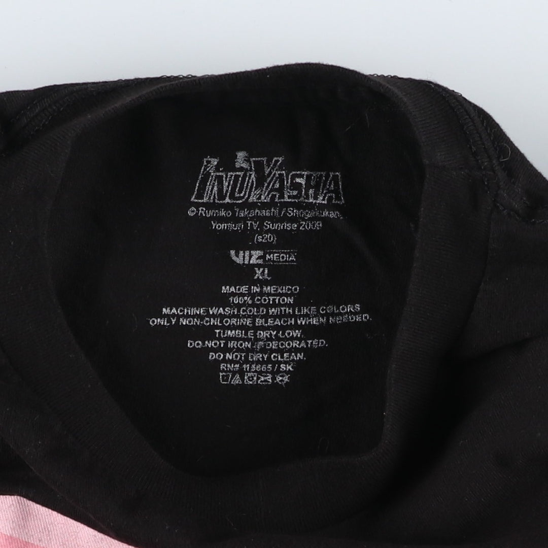 INUYASHA Inuyasha Anime Character Print T-Shirt, Men's XL cotton black type Vintage Second Hand