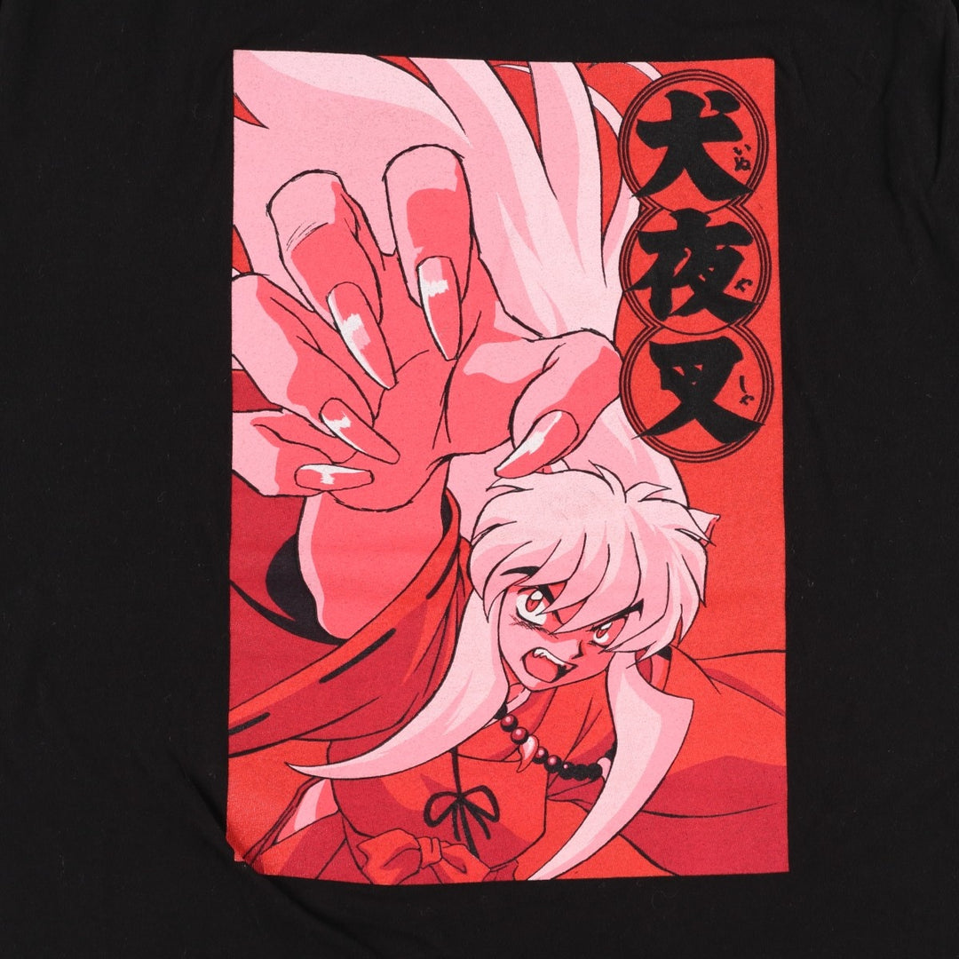 INUYASHA Inuyasha Anime Character Print T-Shirt, Men's XL cotton black type Vintage Second Hand