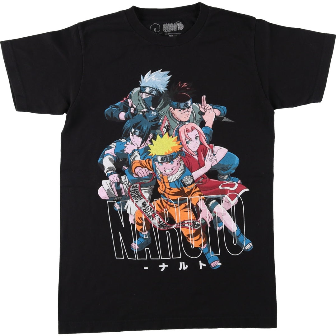 NARUTO Anime Character Print T-Shirt, Men's Size S (approx.) cotton black type Vintage Second Hand