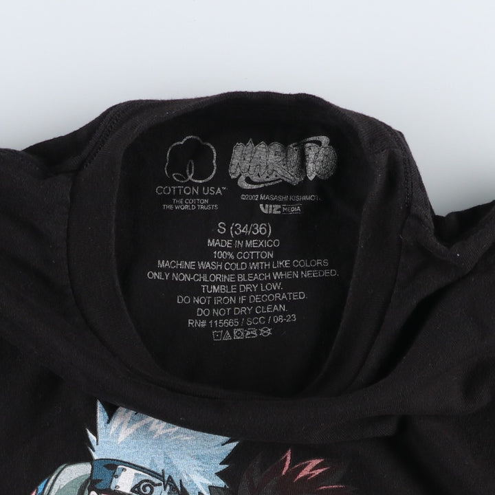 NARUTO Anime Character Print T-Shirt, Men's Size S (approx.) cotton black type Vintage Second Hand