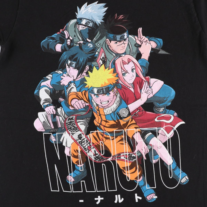 NARUTO Anime Character Print T-Shirt, Men's Size S (approx.) cotton black type Vintage Second Hand
