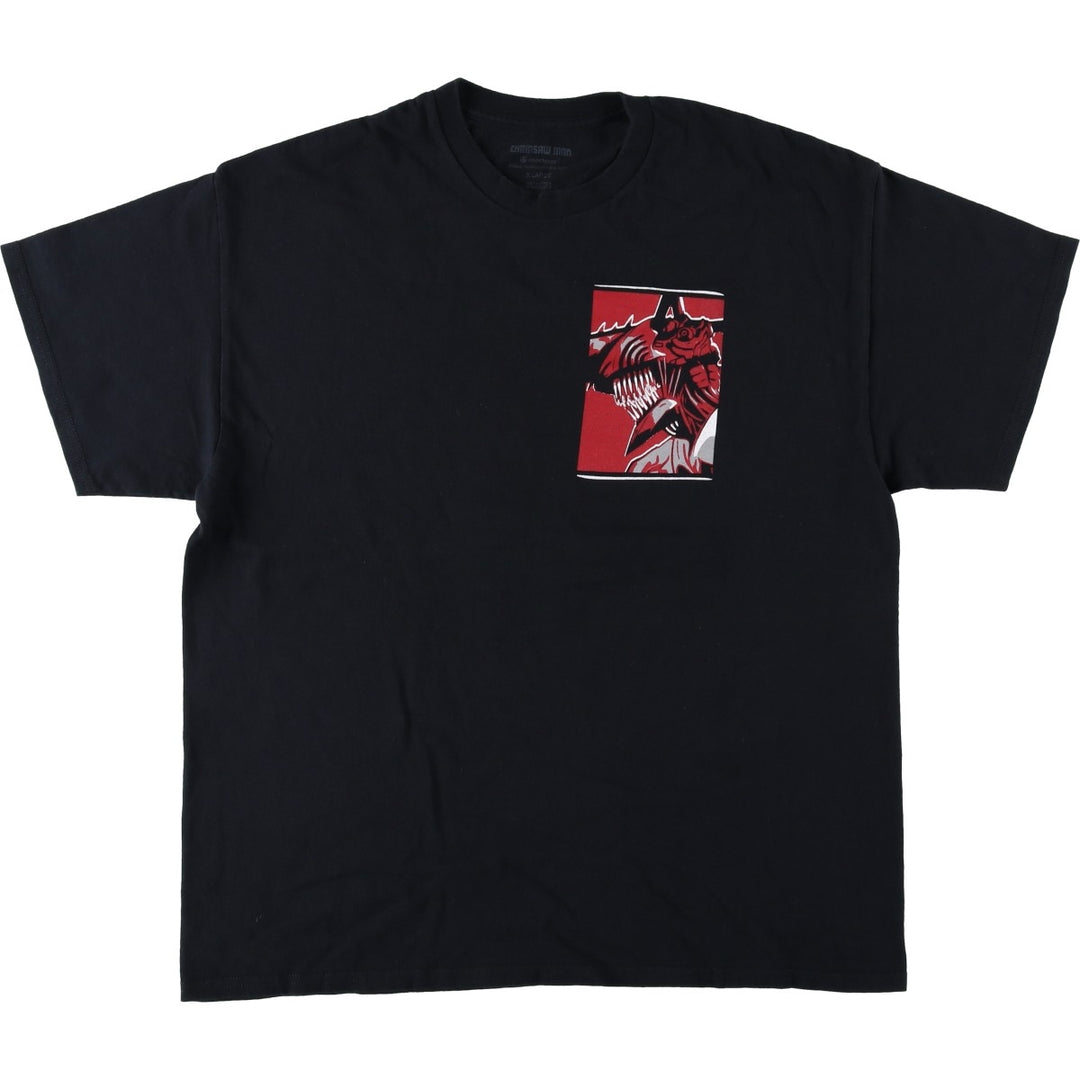 Chainsaw Man Character Print T-Shirt (Men's XL equivalent) cotton black type Vintage Second Hand