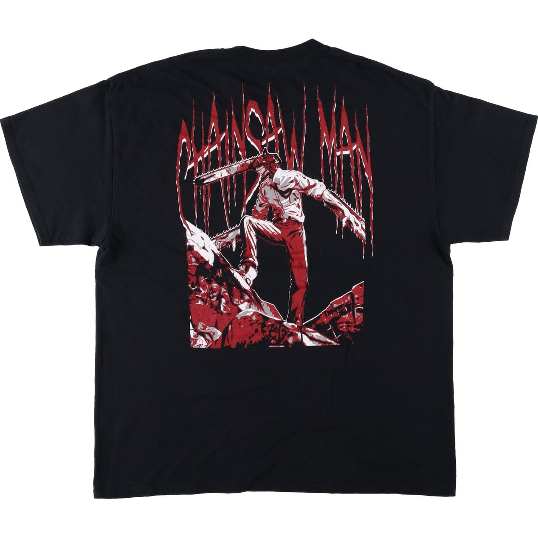 Chainsaw Man Character Print T-Shirt (Men's XL equivalent) cotton black type Vintage Second Hand