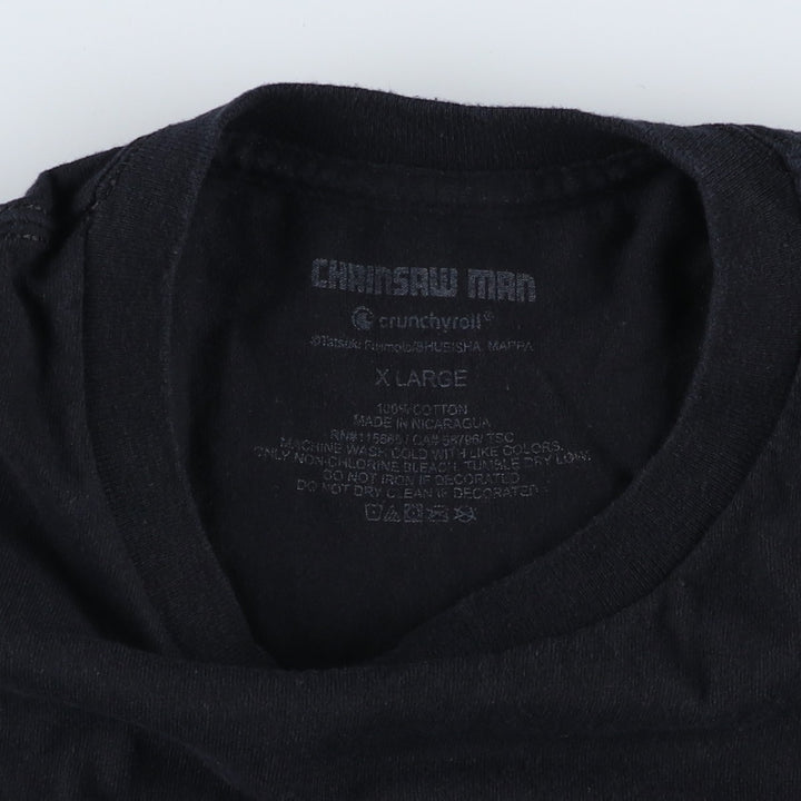 Chainsaw Man Character Print T-Shirt (Men's XL equivalent) cotton black type Vintage Second Hand