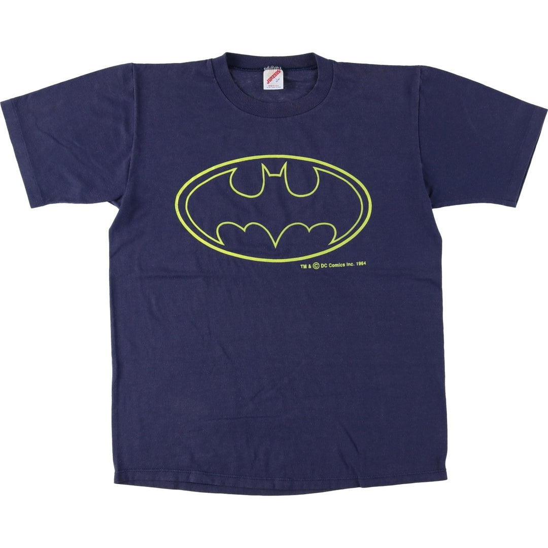 90'S Jerzees Batman character print T-shirt, Made in USA, Men's size L (approx.), Vintage cotton navy blue type Vintage Second Hand