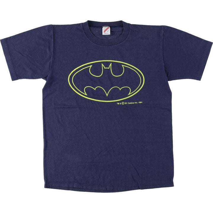 90'S Jerzees Batman character print T-shirt, Made in USA, Men's size L (approx.), Vintage cotton navy blue type Vintage Second Hand