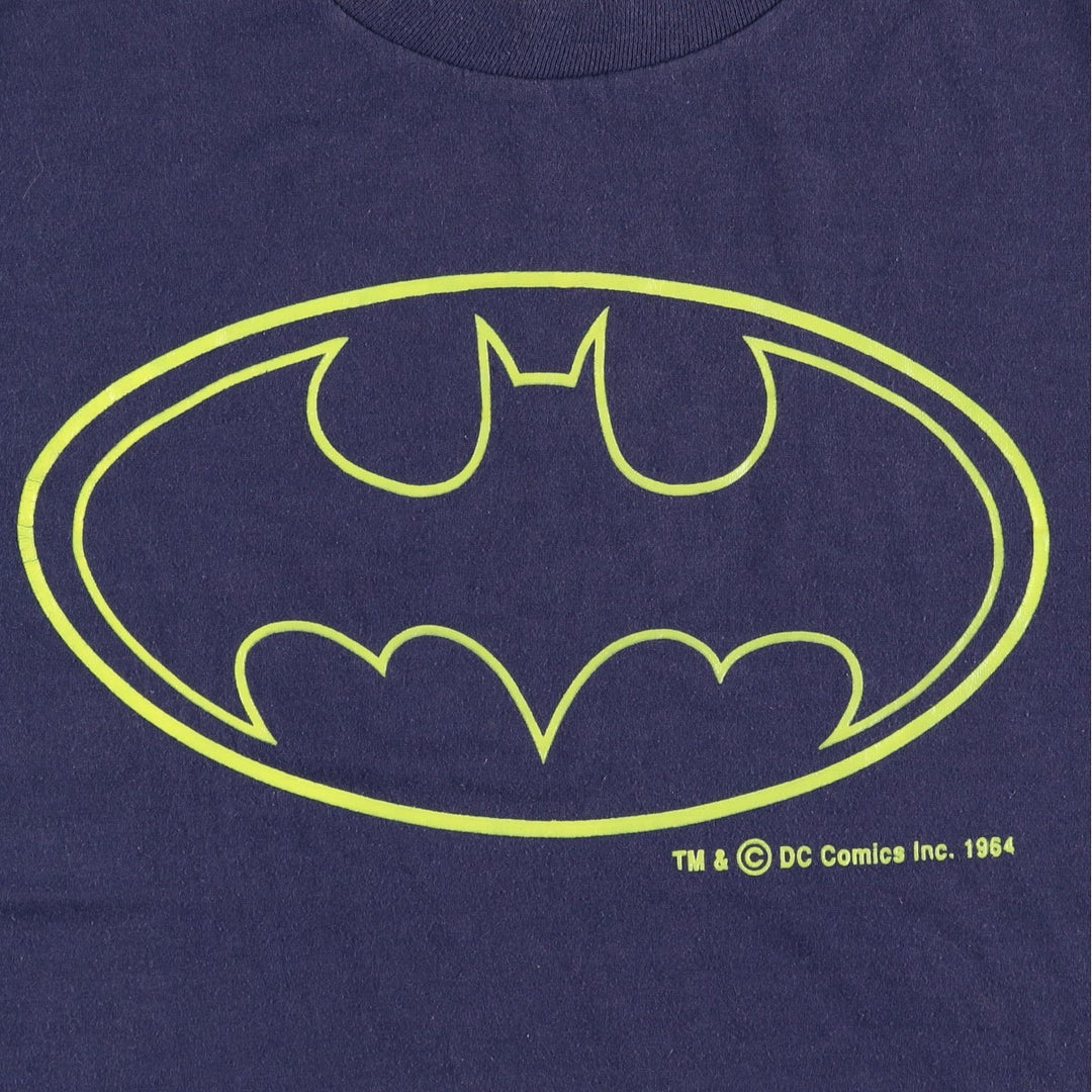 90'S Jerzees Batman character print T-shirt, Made in USA, Men's size L (approx.), Vintage cotton navy blue type Vintage Second Hand