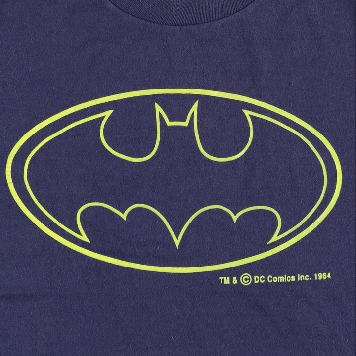 90'S Jerzees Batman character print T-shirt, Made in USA, Men's size L (approx.), Vintage cotton navy blue type Vintage Second Hand