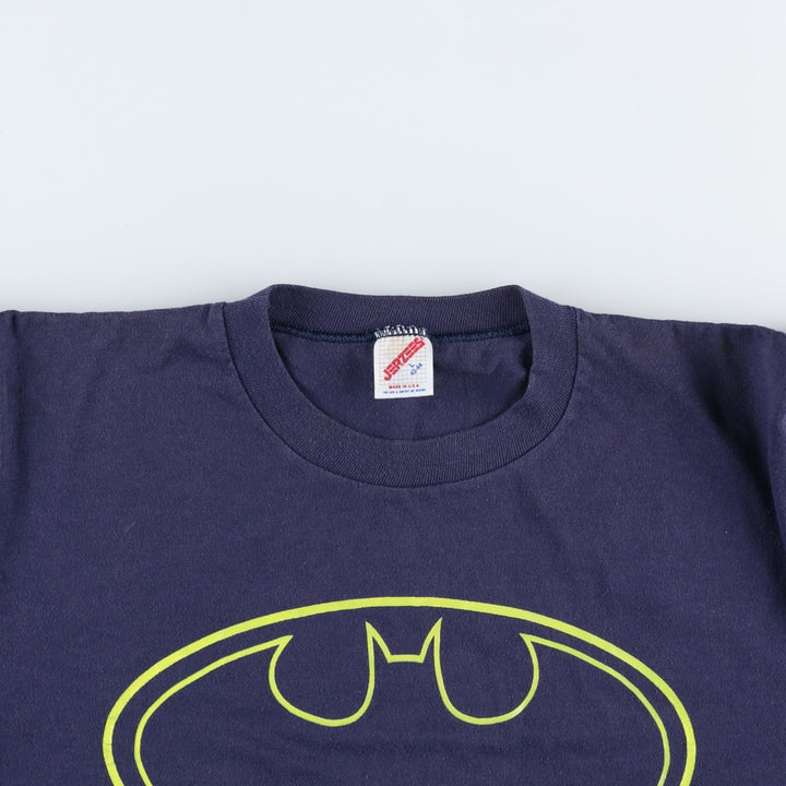 90'S Jerzees Batman character print T-shirt, Made in USA, Men's size L (approx.), Vintage cotton navy blue type Vintage Second Hand
