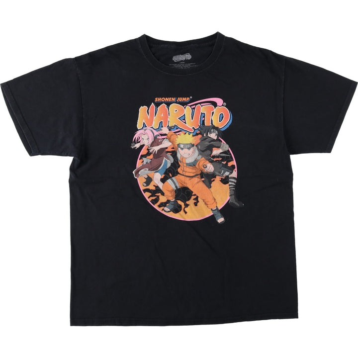 NARUTO Anime Character Print T-Shirt, Men's Size L (approx.) cotton black type Vintage Second Hand