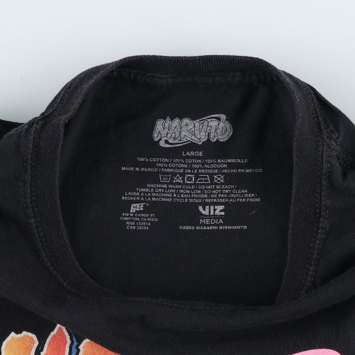 NARUTO Anime Character Print T-Shirt, Men's Size L (approx.) cotton black type Vintage Second Hand