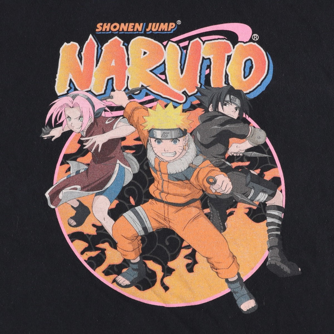 NARUTO Anime Character Print T-Shirt, Men's Size L (approx.) cotton black type Vintage Second Hand