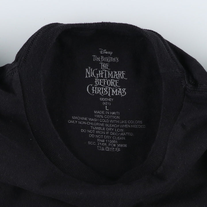 DISNEY Nightmare Before Christmas Character Print T-Shirt (Men's Size L) cotton black type Vintage Second Hand