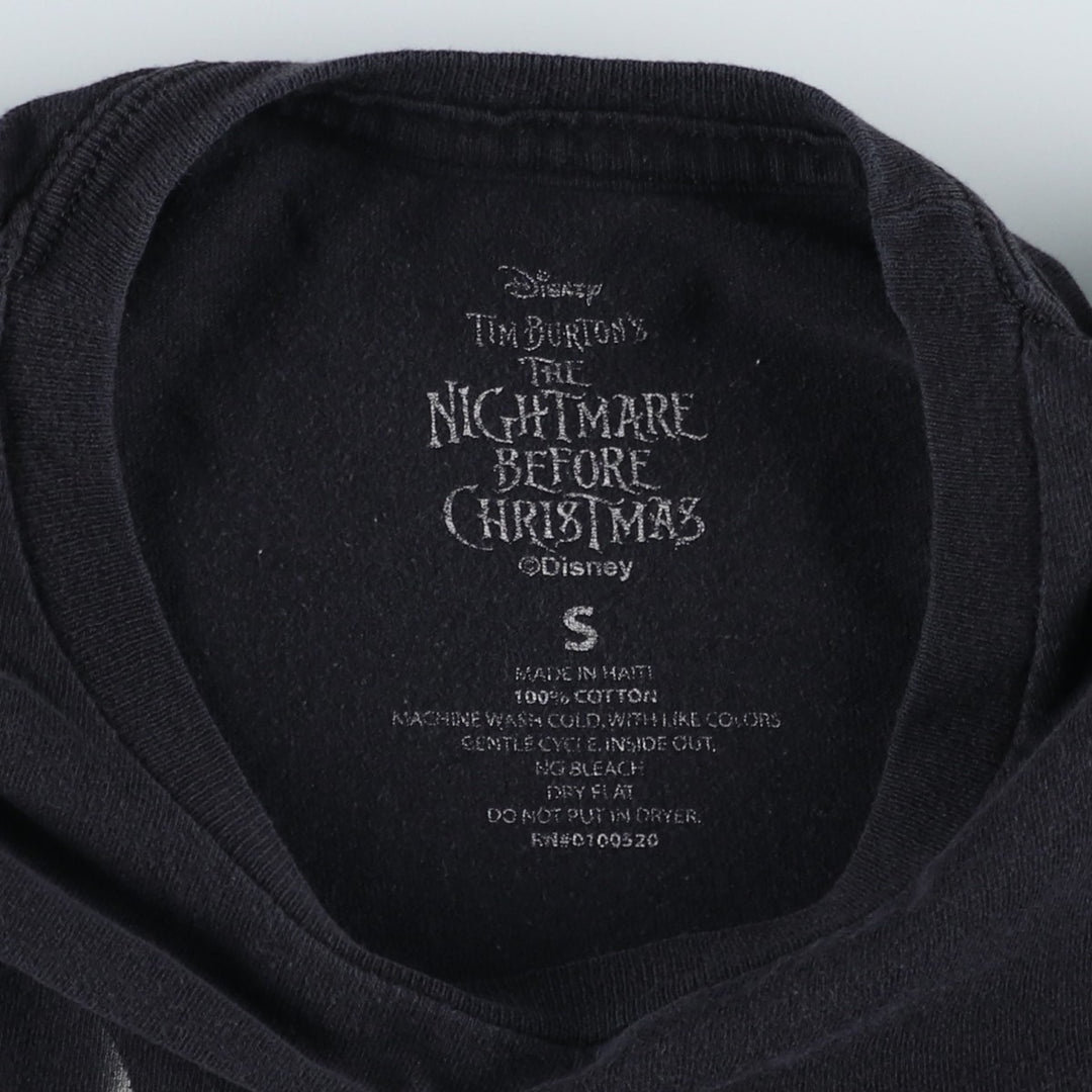 THE NIGHTMARE BEFORE CHRISTMAS Character Print T-Shirt (Men's Size S) cotton black type Vintage Second Hand