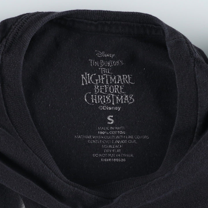 THE NIGHTMARE BEFORE CHRISTMAS Character Print T-Shirt (Men's Size S) cotton black type Vintage Second Hand
