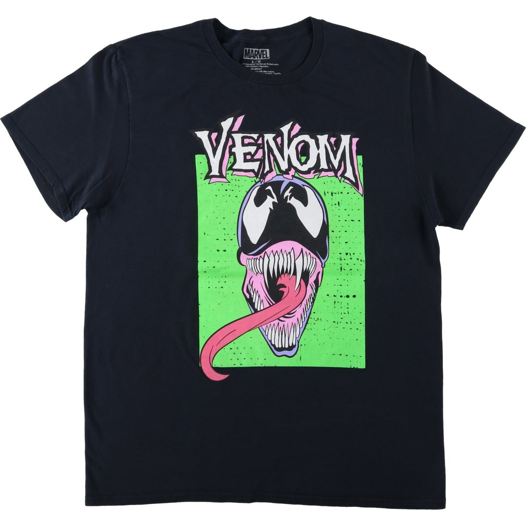 MARVEL COMICS VENOM character print T-shirt, men's size L (approx.) cotton black type Vintage Second Hand