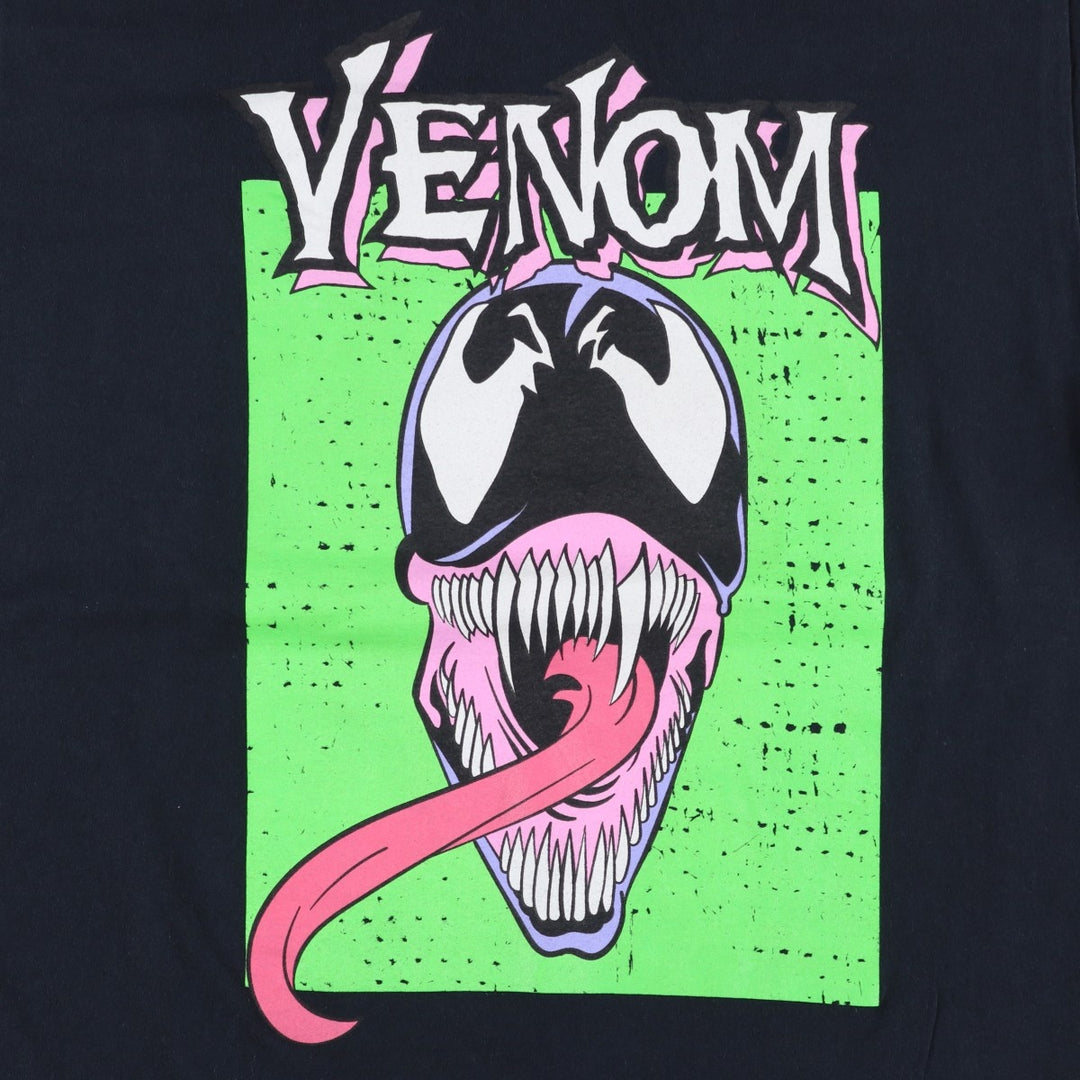 MARVEL COMICS VENOM character print T-shirt, men's size L (approx.) cotton black type Vintage Second Hand