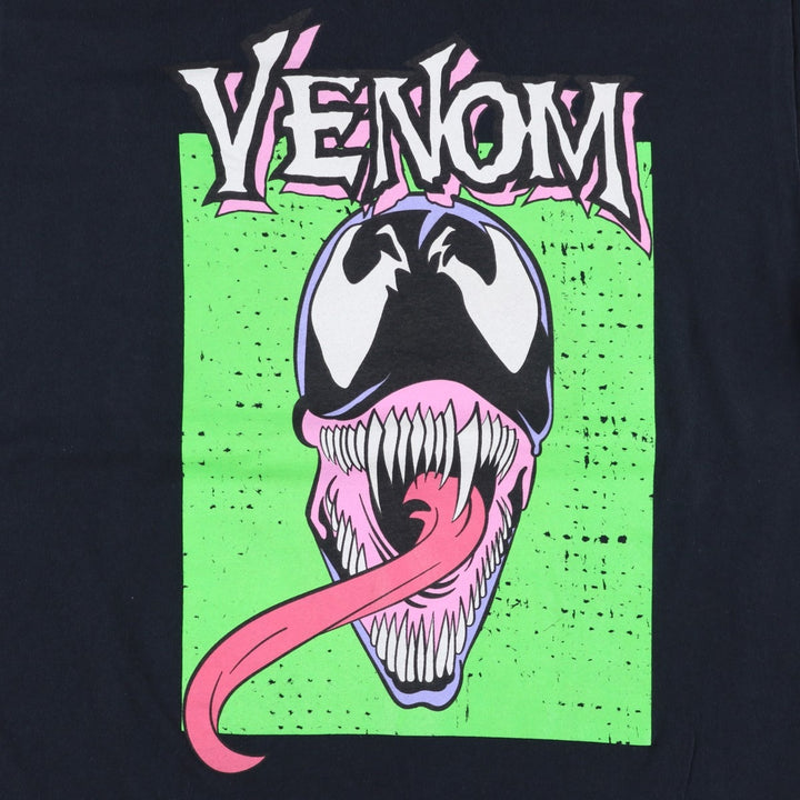 MARVEL COMICS VENOM character print T-shirt, men's size L (approx.) cotton black type Vintage Second Hand