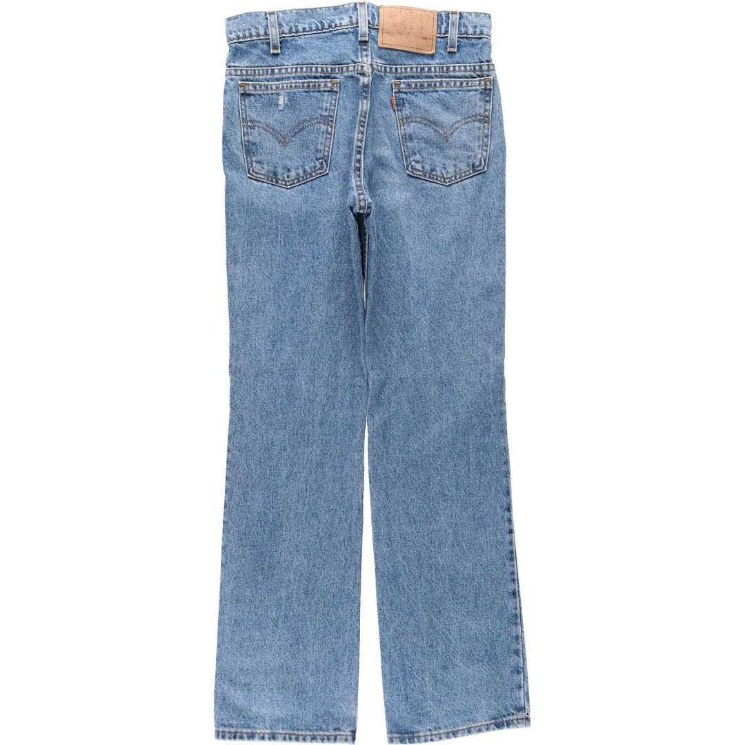 1990'S Levi's 40517-0214 Orange Tab Flare Cut Denim Pants, Made in USA, Women's Size L (W30 equivalent), Vintage cotton blue type Vintage Second Hand