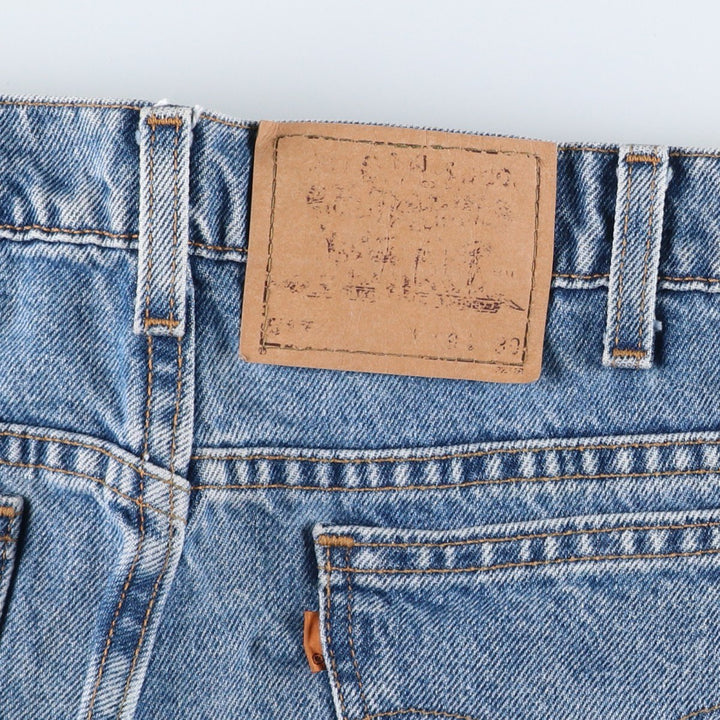 1990'S Levi's 40517-0214 Orange Tab Flare Cut Denim Pants, Made in USA, Women's Size L (W30 equivalent), Vintage cotton blue type Vintage Second Hand