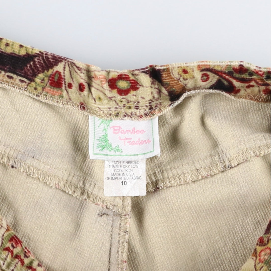 Bamboo Traders All-over Butterfly Pattern Flared Corduroy Pants, Made in USA, Women's Size L (W29 equivalent) cotton black type Vintage Second Hand