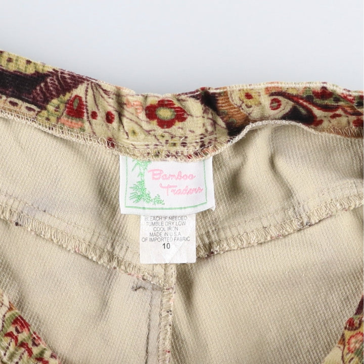 Bamboo Traders All-over Butterfly Pattern Flared Corduroy Pants, Made in USA, Women's Size L (W29 equivalent) cotton black type Vintage Second Hand