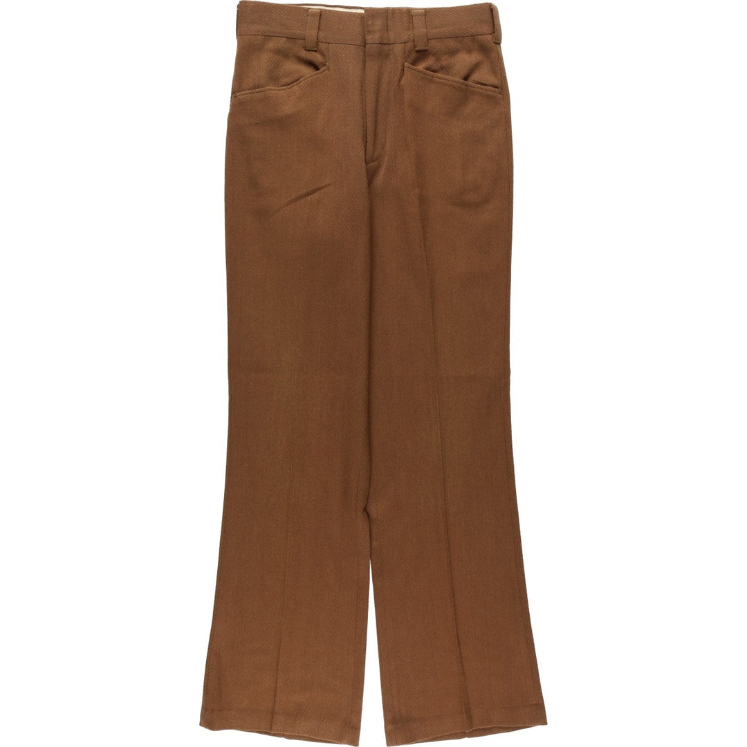 1970'S Sears Kingsroad Herringbone Slacks/Flare Pants, Women's Size L (W29 equivalent), Vintage unclear brown type Vintage Second Hand