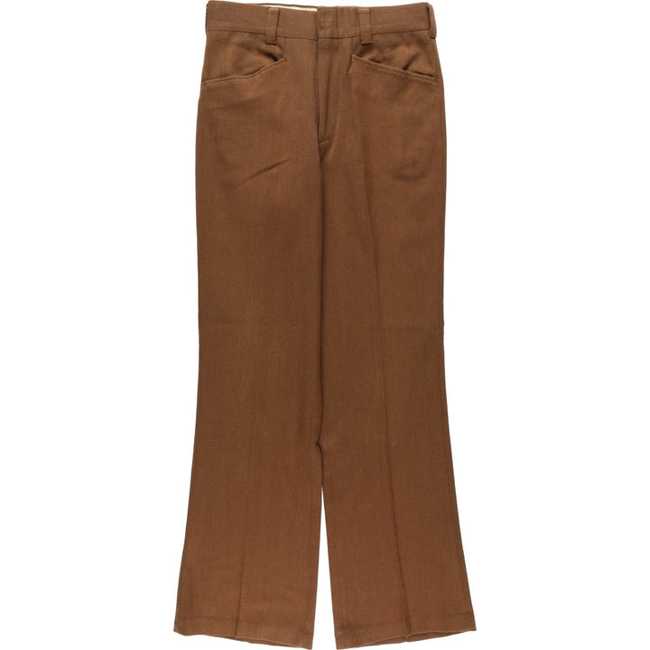 1970'S Sears Kingsroad Herringbone Slacks/Flare Pants, Women's Size L (W29 equivalent), Vintage unclear brown type Vintage Second Hand