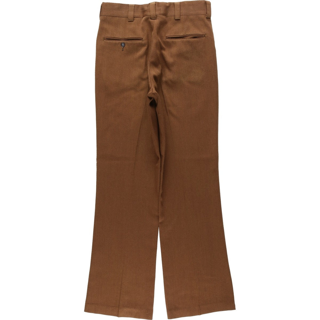 1970'S Sears Kingsroad Herringbone Slacks/Flare Pants, Women's Size L (W29 equivalent), Vintage unclear brown type Vintage Second Hand