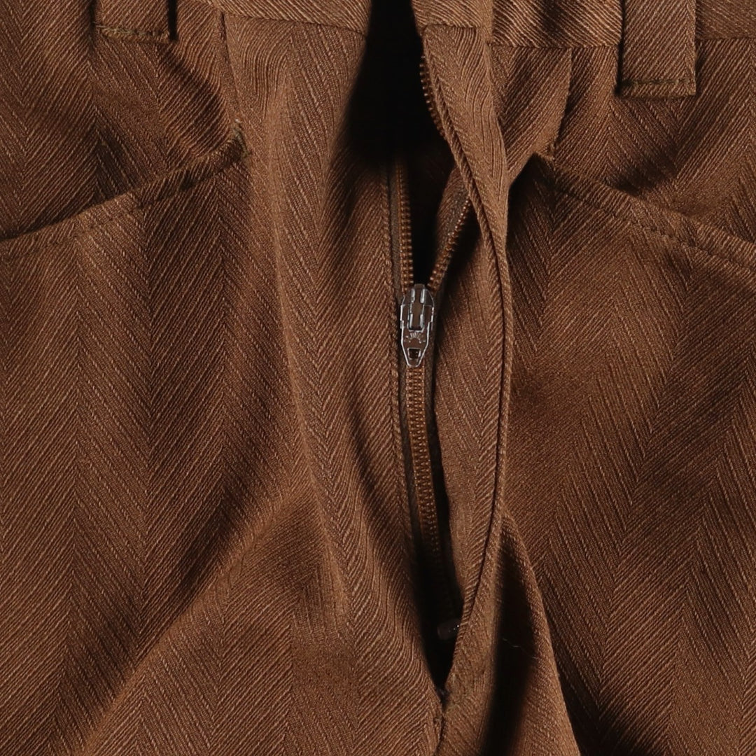 1970'S Sears Kingsroad Herringbone Slacks/Flare Pants, Women's Size L (W29 equivalent), Vintage unclear brown type Vintage Second Hand
