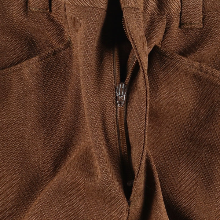 1970'S Sears Kingsroad Herringbone Slacks/Flare Pants, Women's Size L (W29 equivalent), Vintage unclear brown type Vintage Second Hand