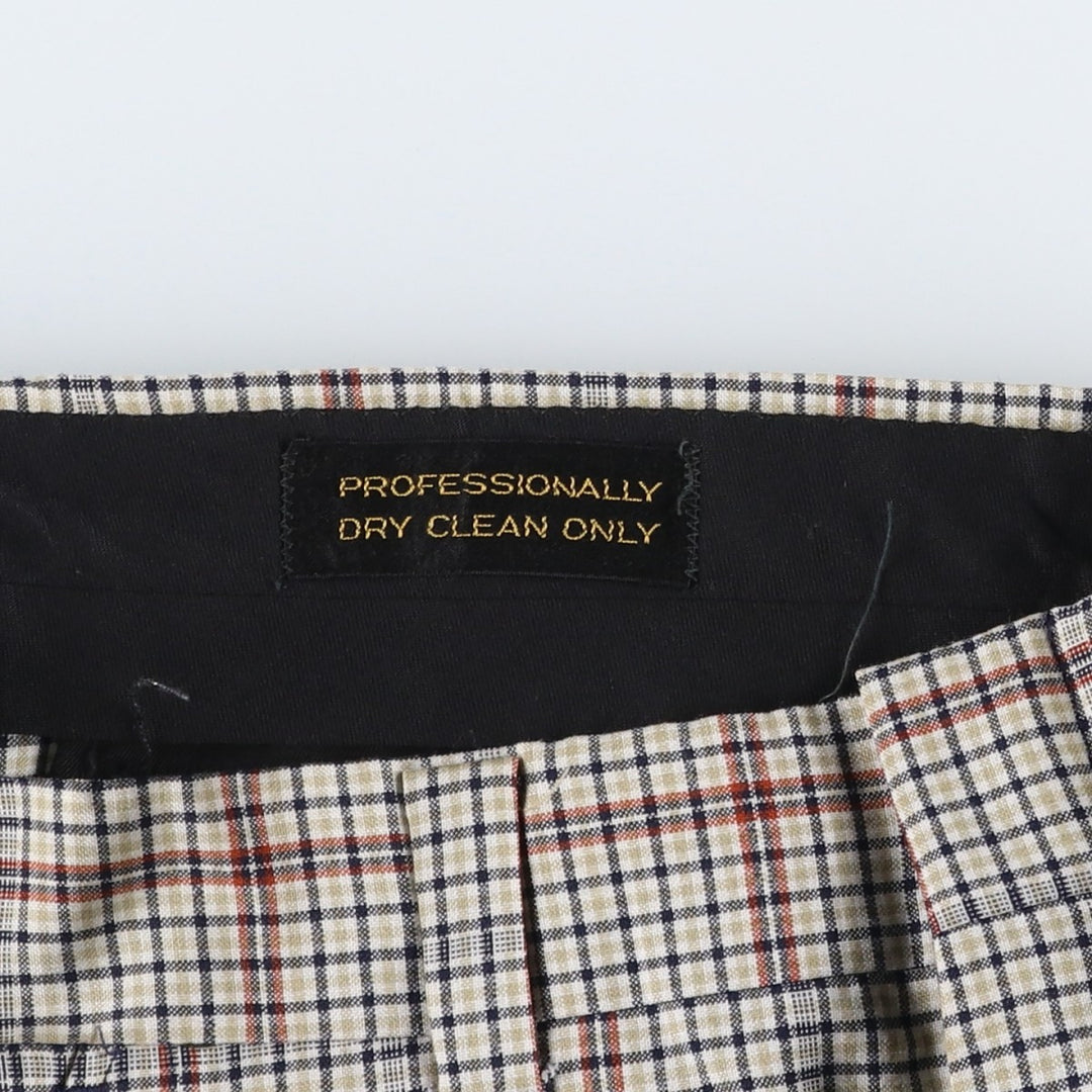 Check Pattern Slacks Pants, Flare Pants, Women's XL (equivalent to W31), Vintage unclear navy blue type Vintage Second Hand