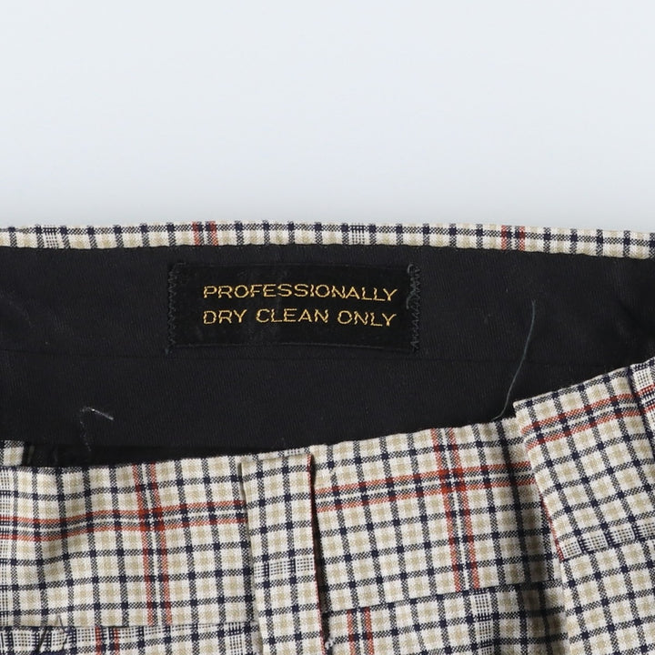 Check Pattern Slacks Pants, Flare Pants, Women's XL (equivalent to W31), Vintage unclear navy blue type Vintage Second Hand
