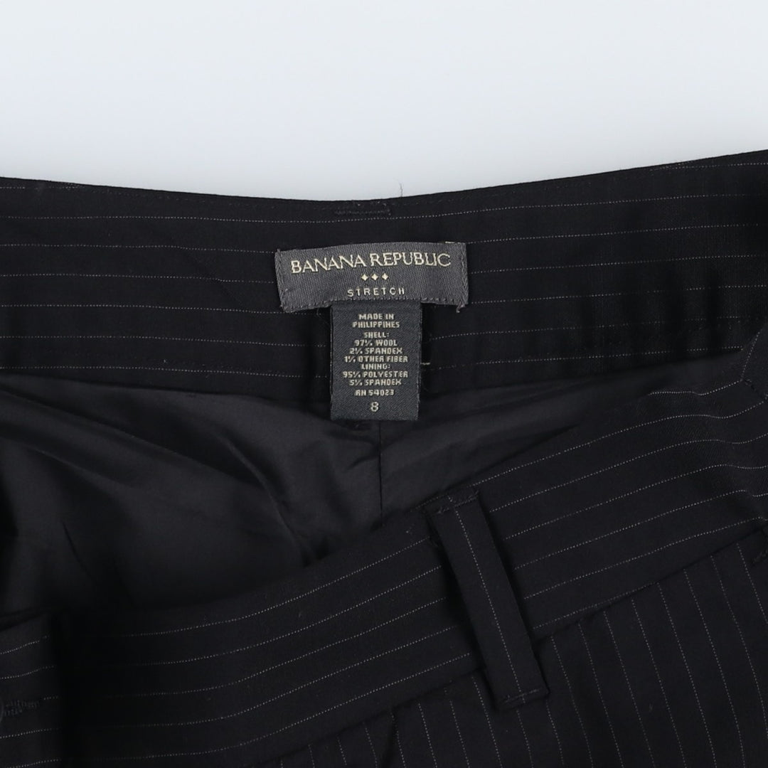 2000'S Banana Republic striped wool slacks, women's size XL (equivalent to W33). wool black type Vintage Second Hand