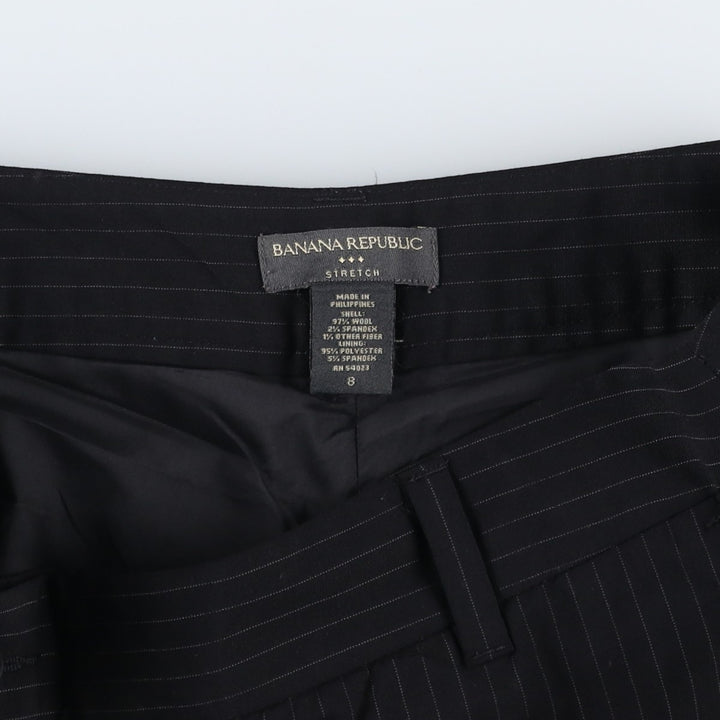 2000'S Banana Republic striped wool slacks, women's size XL (equivalent to W33). wool black type Vintage Second Hand