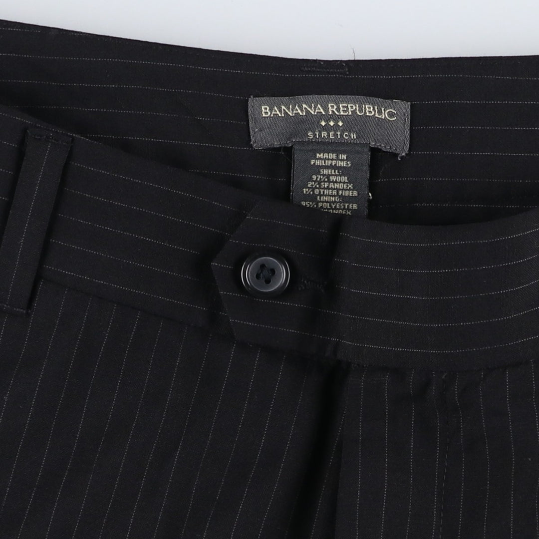 2000'S Banana Republic striped wool slacks, women's size XL (equivalent to W33). wool black type Vintage Second Hand