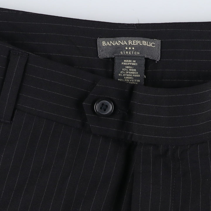 2000'S Banana Republic striped wool slacks, women's size XL (equivalent to W33). wool black type Vintage Second Hand
